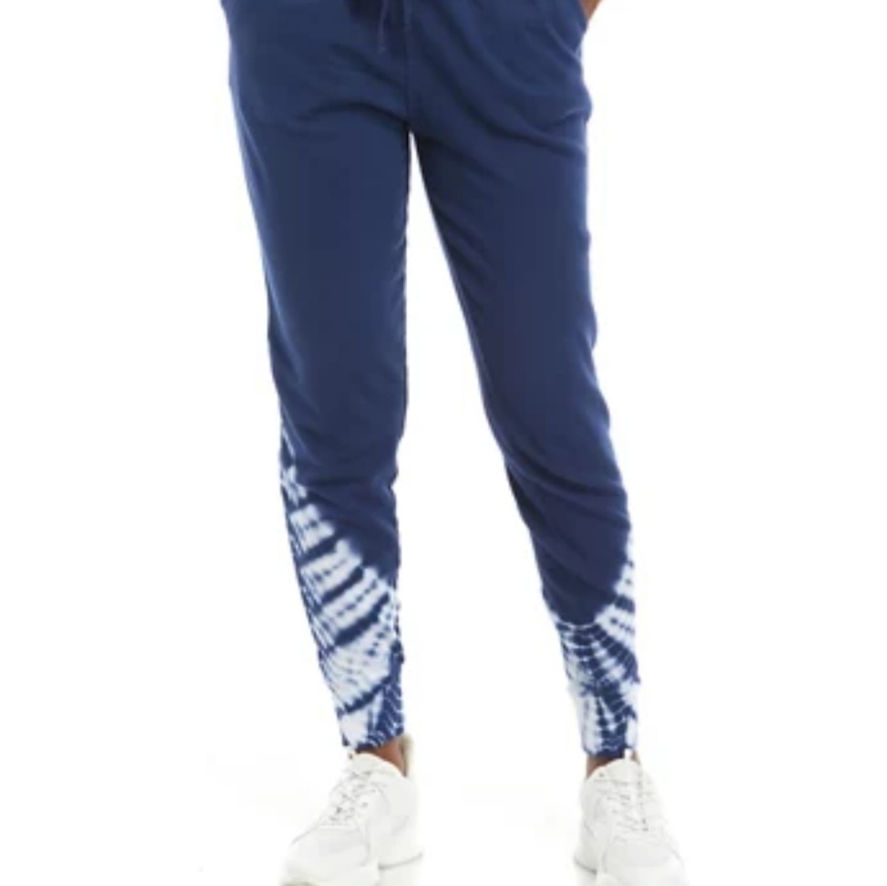 Zelos French Tie Dyed Joggers Blue and White Size Medium New with Tags